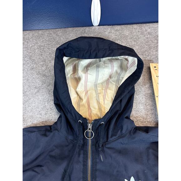 VINTAGE Adidas Trefoil Jacket Mens Large Blue Full Zip Lined Hooded Outdoor - Picture 6 of 8